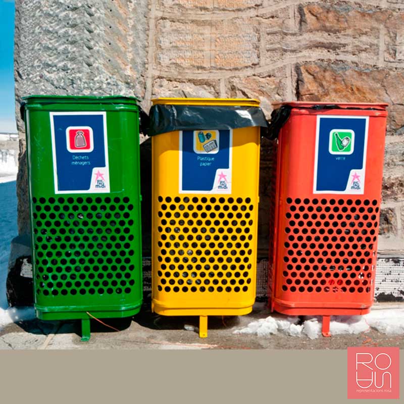 Paperera de reciclatge exterior amb tapa per 1, 2, 3 o 4 fraccions